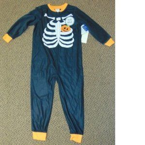 Toddler Skeleton Halloween Pajamas 4T Glow in Dark Black Fleece 1 Piece Zip Up